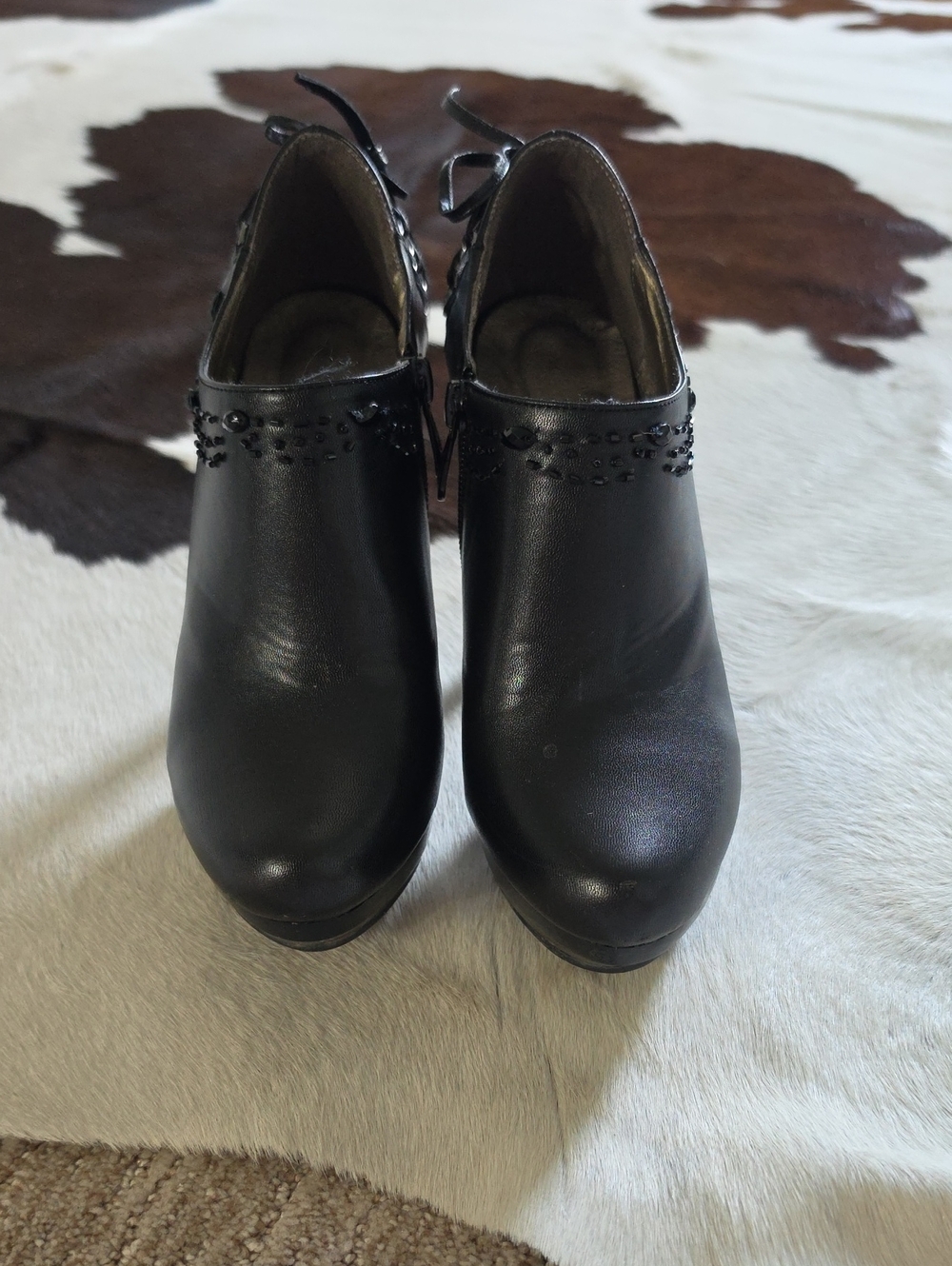 Women's Black Beaded Ankle Booties